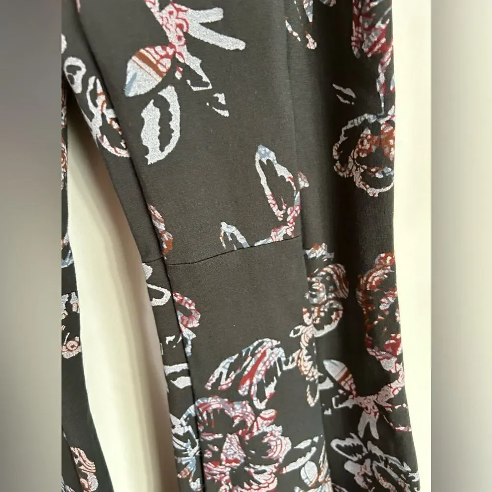 Free People Born To Be Wild Black Combo Stretch Ponte Bell Bottom - Picture 9 of 13